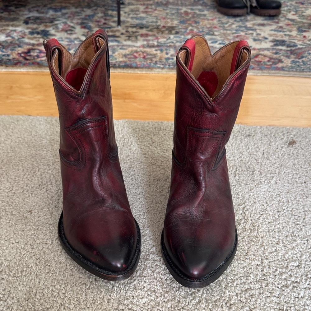 Frye dark Red Leather Western Boots